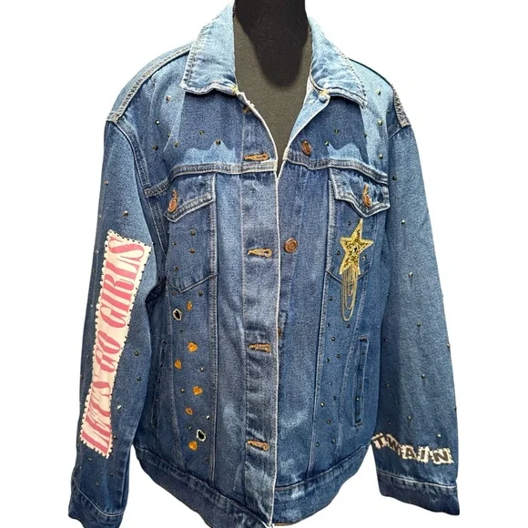 Custom Shania Twain Denim Jacket Rhinestone Western Country Concert Tour Y2K - Picture 4 of 7
